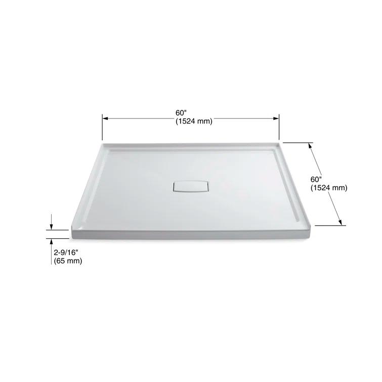 Archer® 60" x 60" Single Threshold Acrylic Alcove Shower Base, Center Drain