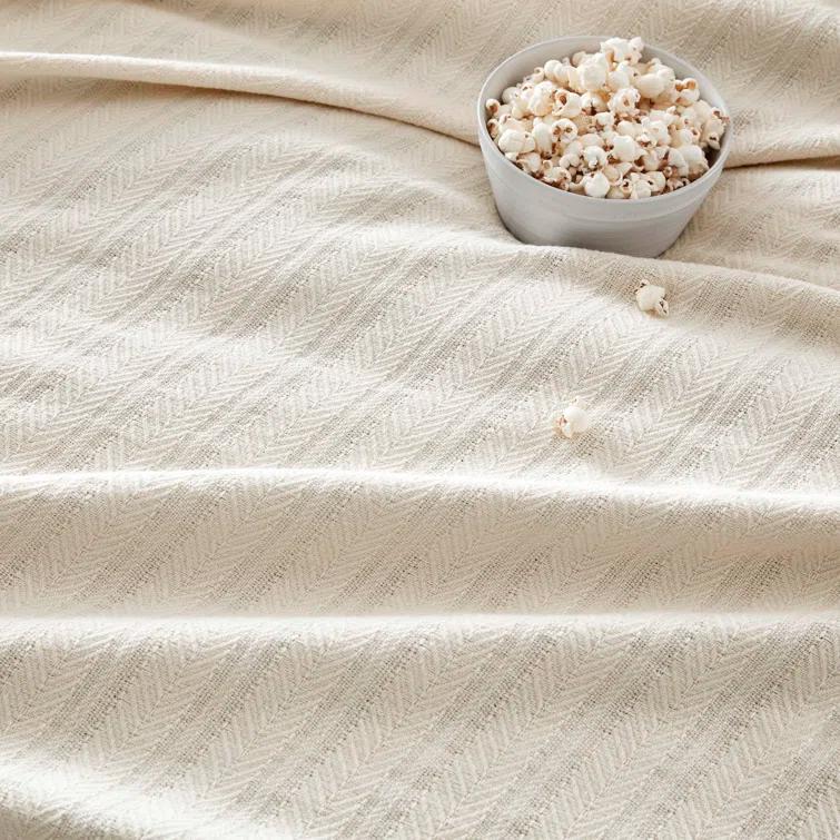 Vellux Vellux 100% Cotton Blanket - Soft, Breathable, Cozy & Lightweight Thermal Blanket  All-Season Blanket Perfect for Layering Bed, Couch & Sofa - Hotel Quality