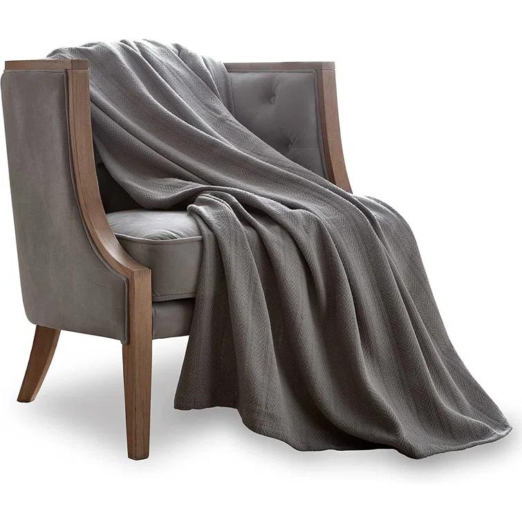 Vellux Vellux 100% Cotton Blanket - Soft, Breathable, Cozy & Lightweight Thermal Blanket  All-Season Blanket Perfect for Layering Bed, Couch & Sofa - Hotel Quality