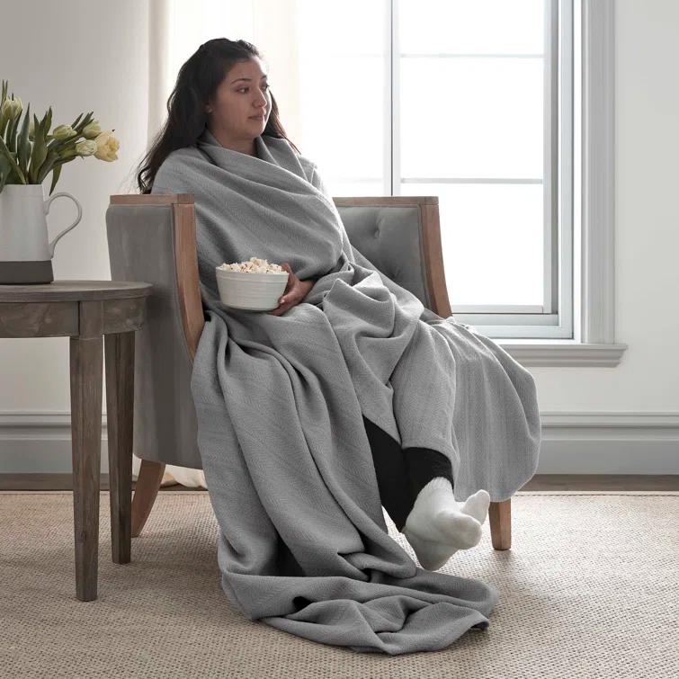 Vellux Vellux 100% Cotton Blanket - Soft, Breathable, Cozy & Lightweight Thermal Blanket  All-Season Blanket Perfect for Layering Bed, Couch & Sofa - Hotel Quality