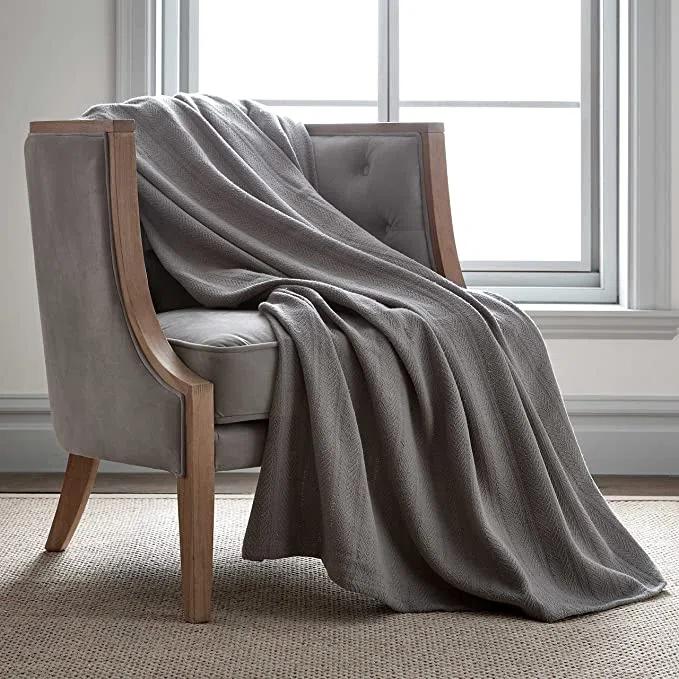 Vellux Vellux 100% Cotton Blanket - Soft, Breathable, Cozy & Lightweight Thermal Blanket  All-Season Blanket Perfect for Layering Bed, Couch & Sofa - Hotel Quality