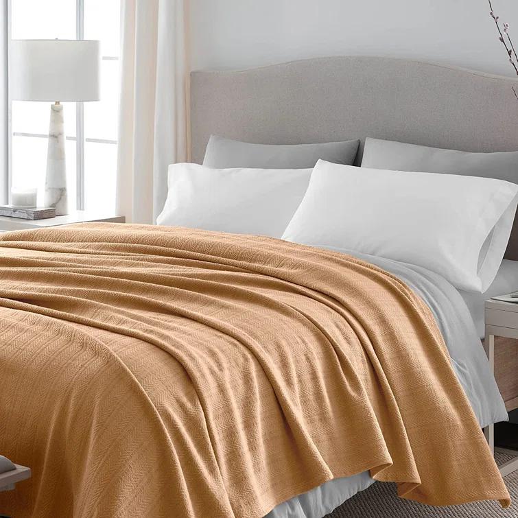 Vellux Vellux 100% Cotton Blanket - Soft, Breathable, Cozy & Lightweight Thermal Blanket  All-Season Blanket Perfect for Layering Bed, Couch & Sofa - Hotel Quality