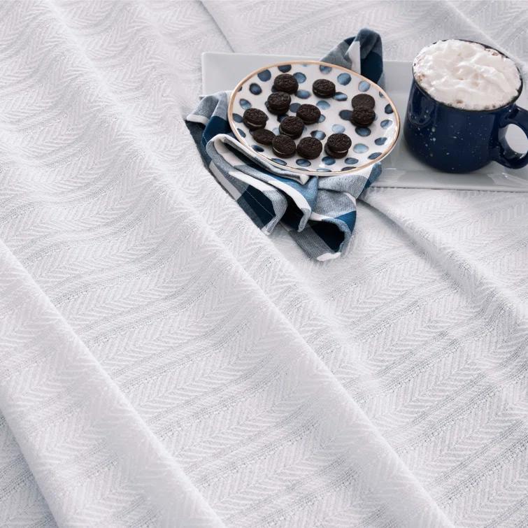 Vellux Vellux 100% Cotton Blanket - Soft, Breathable, Cozy & Lightweight Thermal Blanket  All-Season Blanket Perfect for Layering Bed, Couch & Sofa - Hotel Quality