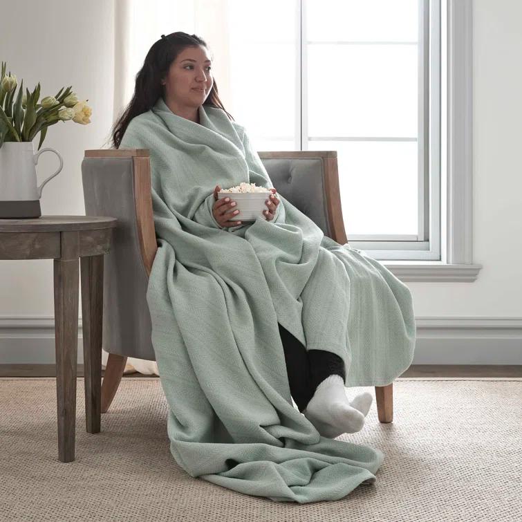 Vellux Vellux 100% Cotton Blanket - Soft, Breathable, Cozy & Lightweight Thermal Blanket  All-Season Blanket Perfect for Layering Bed, Couch & Sofa - Hotel Quality