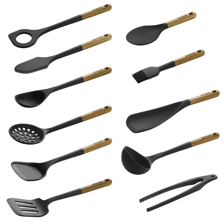 Staub Staub Silicone with Wood Handle 11-Piece Cooking Utensil Set
