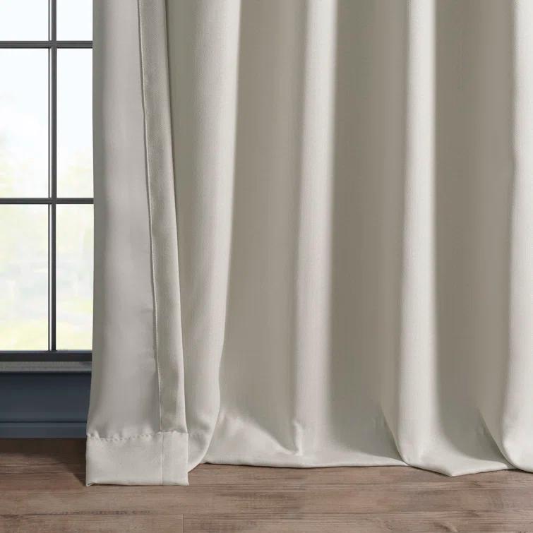 Textured Faux Linen Rod Pocket Room Darkening Curtains for Bedroom & Living Room Curtains - Single Panel Drapes