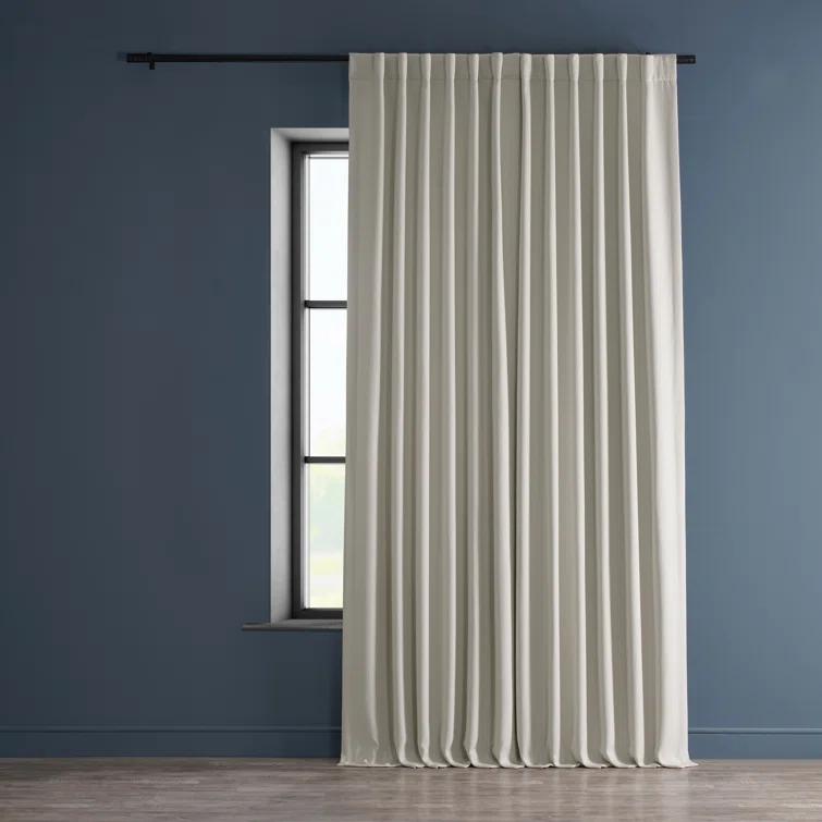 Textured Faux Linen Rod Pocket Room Darkening Curtains for Bedroom & Living Room Curtains - Single Panel Drapes