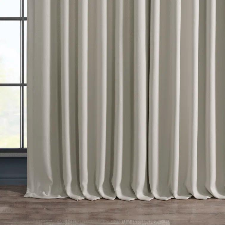 Textured Faux Linen Rod Pocket Room Darkening Curtains for Bedroom & Living Room Curtains - Single Panel Drapes