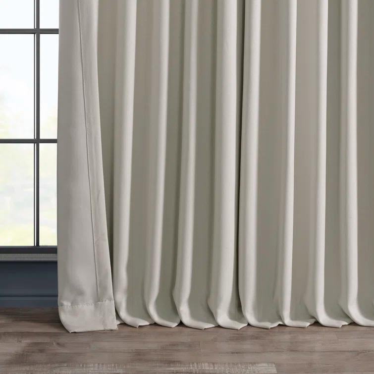 Textured Faux Linen Rod Pocket Room Darkening Curtains for Bedroom & Living Room Curtains - Single Panel Drapes