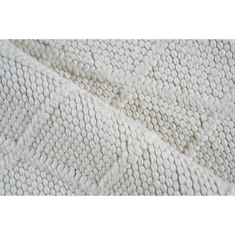 Rectangle Brentwood Geometric Handmade Flatweave Bamboo Slat/Seagrass Area Rug in White