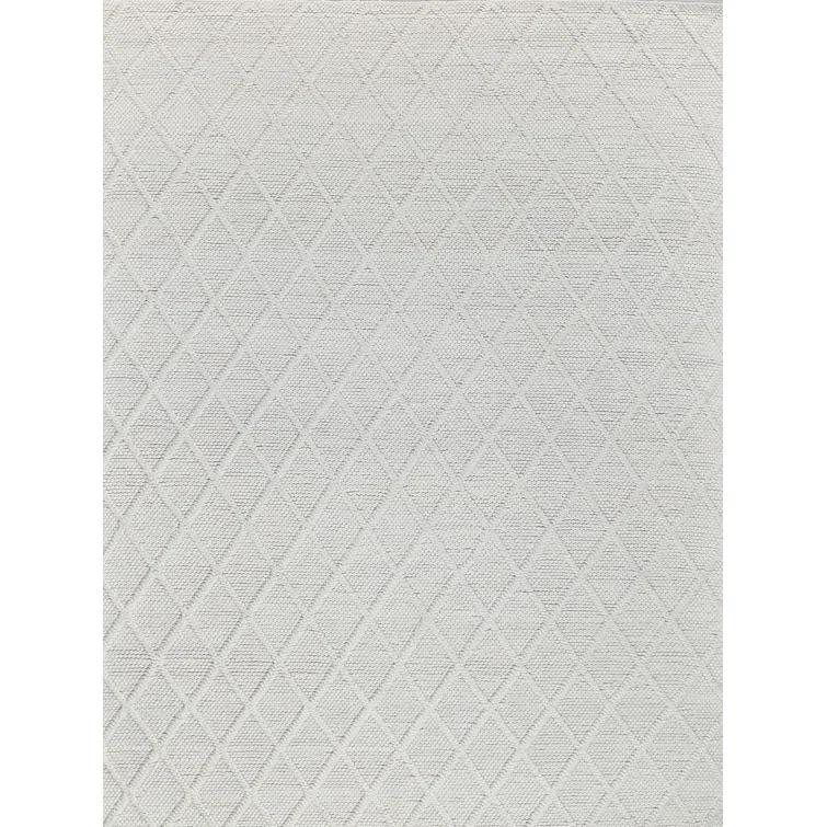Rectangle Brentwood Geometric Handmade Flatweave Bamboo Slat/Seagrass Area Rug in White