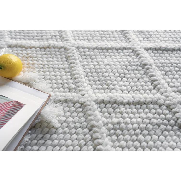 Rectangle Brentwood Geometric Handmade Flatweave Bamboo Slat/Seagrass Area Rug in White