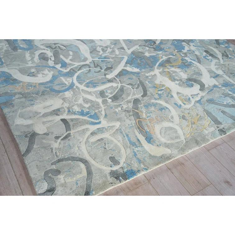EXQUISITE RUGS Exquisite Rugs Gianni Handmade Hand Loomed Wool/Bamboo Silk Blues/Silver/Ivory Area Rug