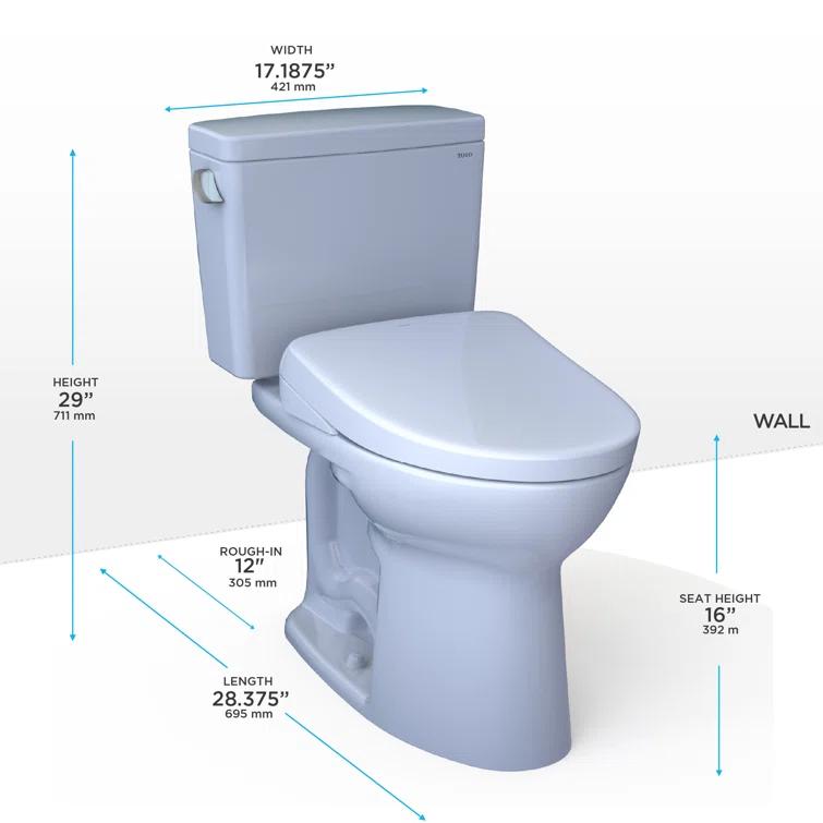 Drake® 1.6 GPF Elongated Floor Mounted Two-Piece Toilet (Seat Included) without Auto Flush