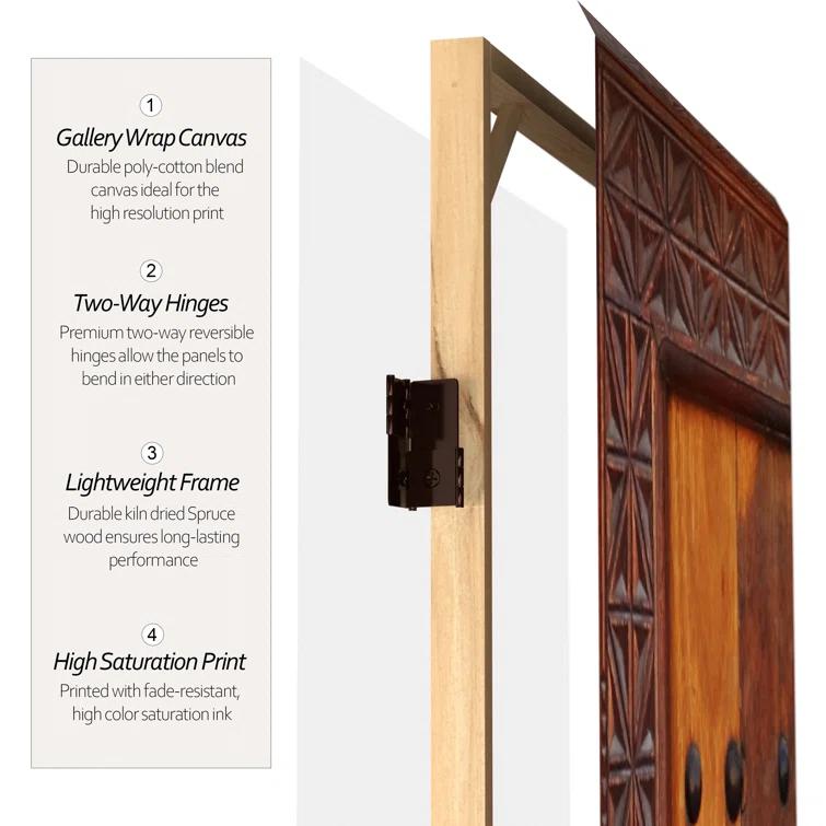 6' Tall Double Sided Doors Canvas Room Divider 4 Panel - Oriental Furniture: Gallery Quality, No Assembly Required