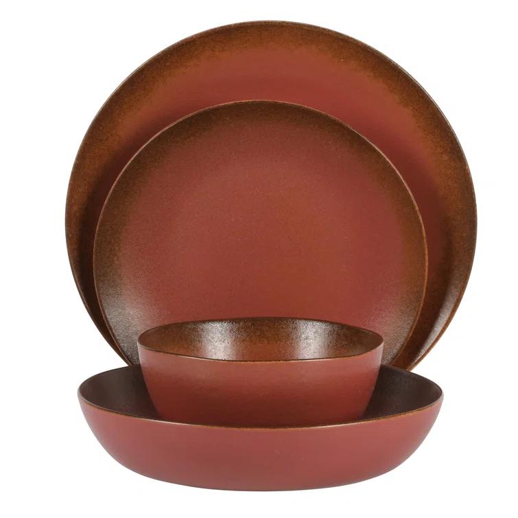 bloomhouse Palermo Sun 16 Piece Stoneware Reactive Glaze Plates and Bowls Dinnerware Set