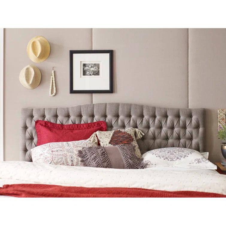 Elle Decor Elle Decor Celeste Tufted Upholstered Padded Headboard with Contemporary Button Tufting