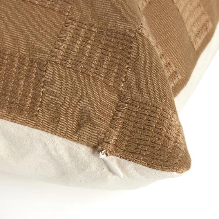 Four Hands HANDWOVEN CHECKED Checkered Cotton Reversible Throw Pillow