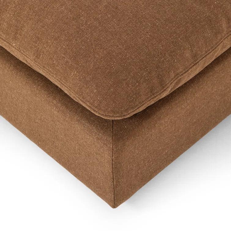 Verbena 4-Piece Sectional Sofa With Ottoman - Brown Performance Linen / Right-Facing