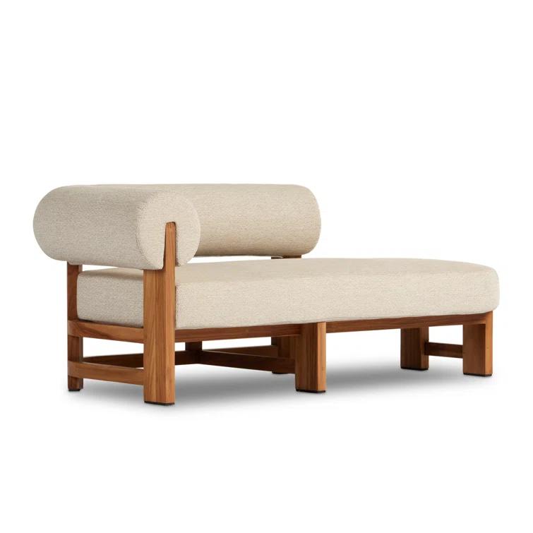 Malta Teak and Olefin Outdoor Chaise Lounge