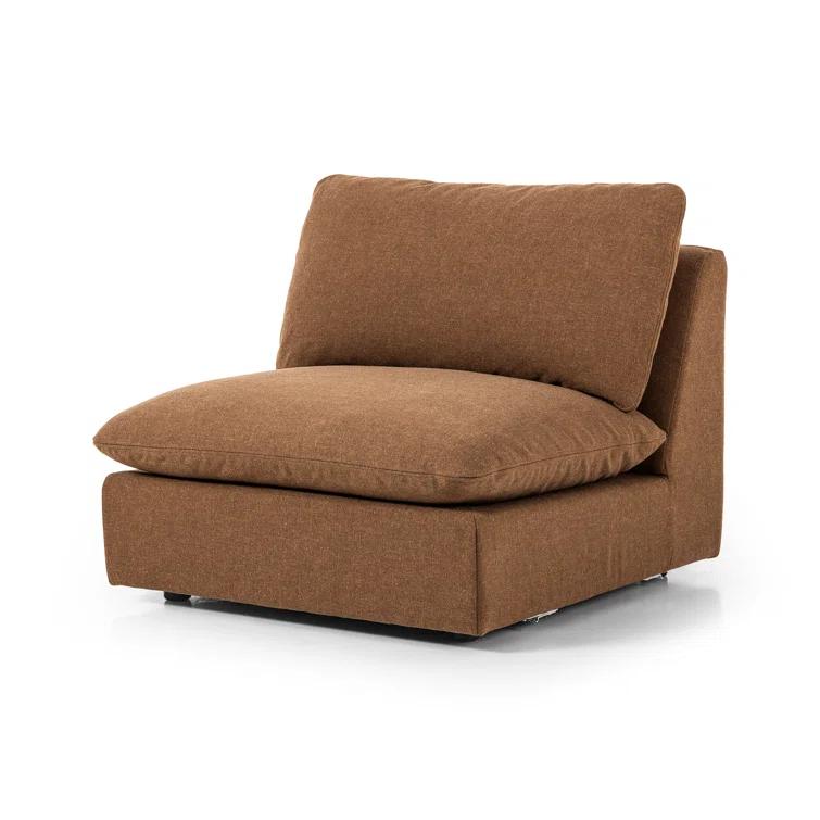 Verbena 4-Piece Sectional Sofa With Ottoman - Brown Performance Linen / Right-Facing