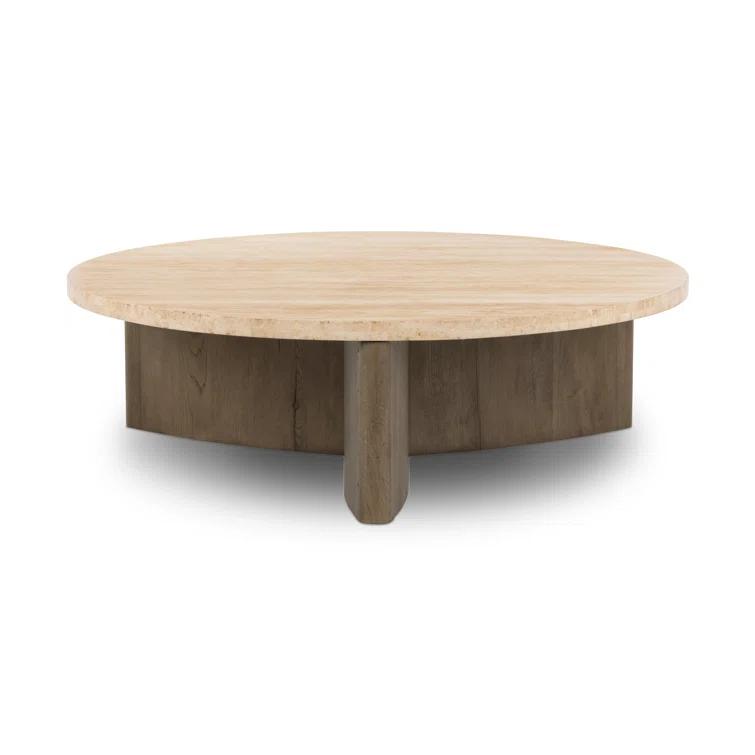 Voss Round Coffee Table - Natural and White Marble