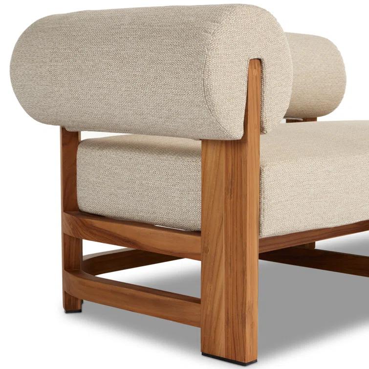 Malta Teak and Olefin Outdoor Chaise Lounge