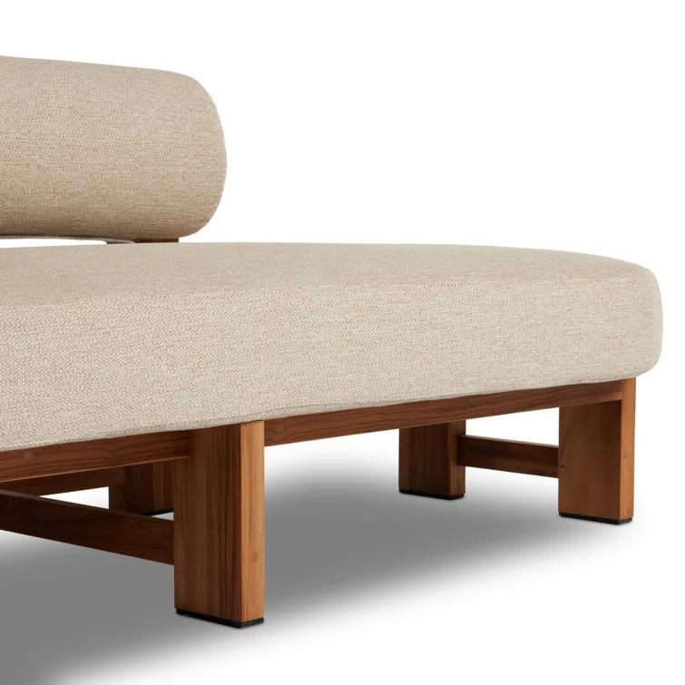 Malta Teak and Olefin Outdoor Chaise Lounge