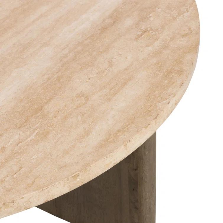 Voss Round Coffee Table - Natural and White Marble