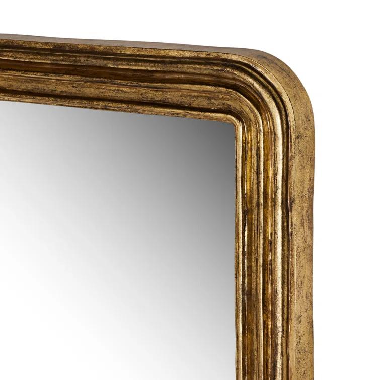 Rectangular Gold Leaf Wood Wall Mirror