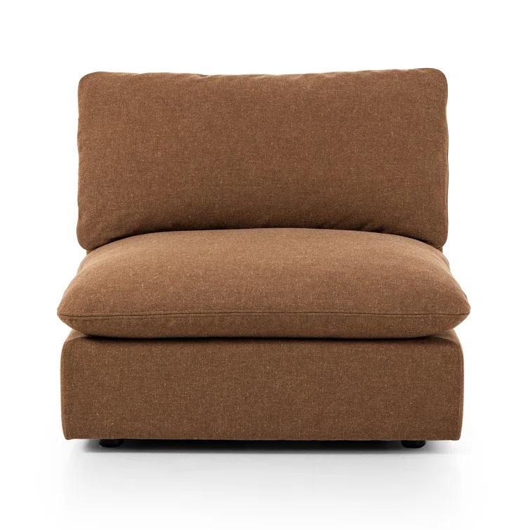 Verbena 4-Piece Sectional Sofa With Ottoman - Brown Performance Linen / Right-Facing