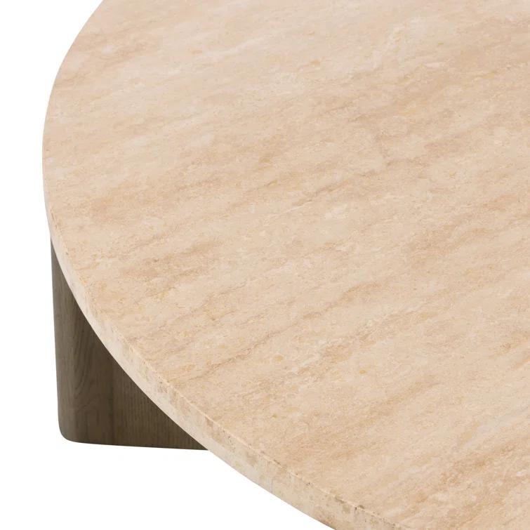 Voss Round Coffee Table - Natural and White Marble