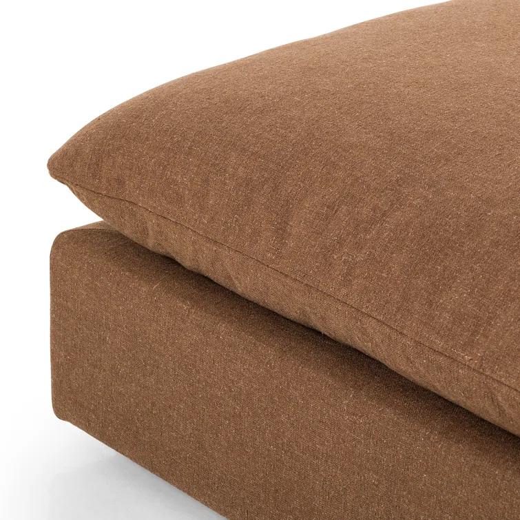 Verbena 4-Piece Sectional Sofa With Ottoman - Brown Performance Linen / Right-Facing