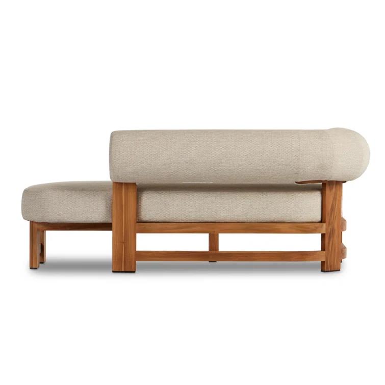 Malta Teak and Olefin Outdoor Chaise Lounge