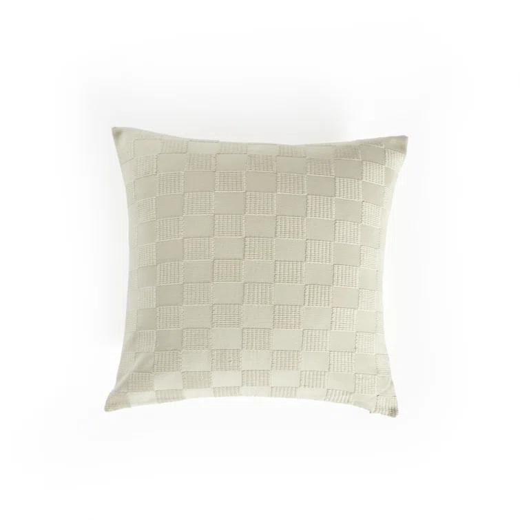 HANDWOVEN CHECKED Checkered Cotton Reversible Throw Pillow
