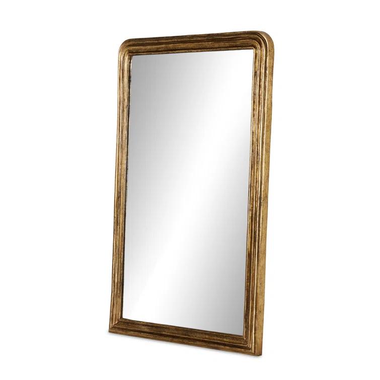 Rectangular Gold Leaf Wood Wall Mirror