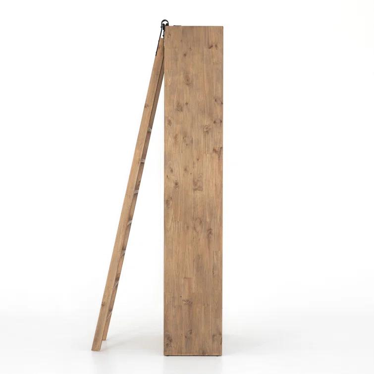 Haiden Contemporary Smoked Pine and Iron Ladder Bookshelf