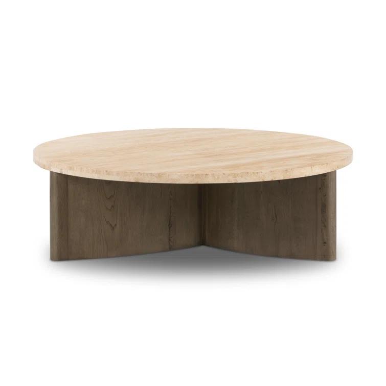 Voss Round Coffee Table - Natural and White Marble