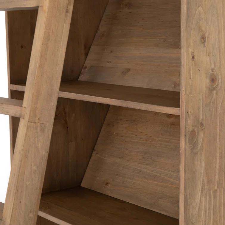 Haiden Contemporary Smoked Pine and Iron Ladder Bookshelf