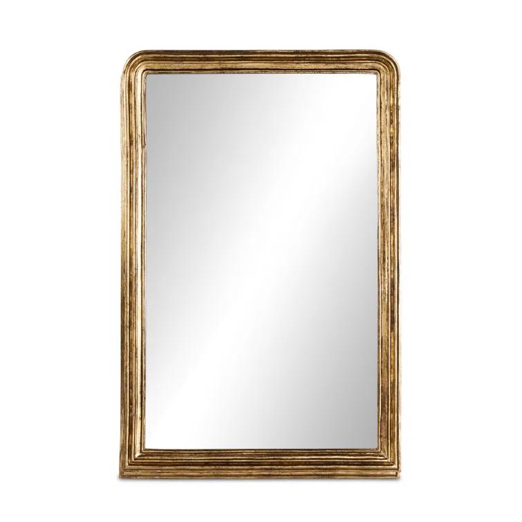 Rectangular Gold Leaf Wood Wall Mirror