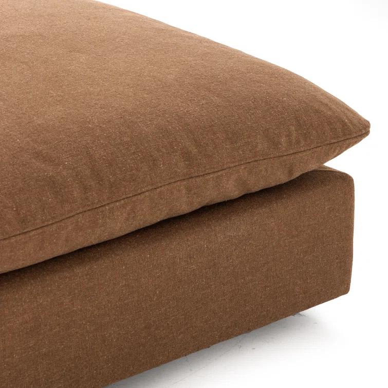 Verbena 4-Piece Sectional Sofa With Ottoman - Brown Performance Linen / Right-Facing