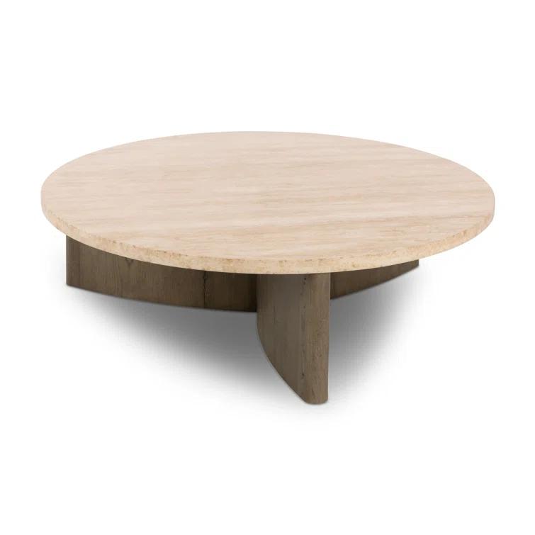 Voss Round Coffee Table - Natural and White Marble