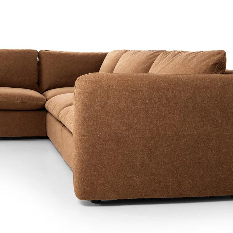 Verbena 4-Piece Sectional Sofa With Ottoman - Brown Performance Linen / Right-Facing