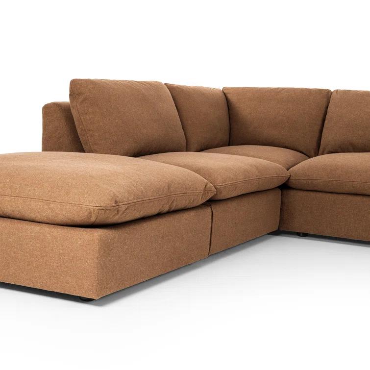 Verbena 4-Piece Sectional Sofa With Ottoman - Brown Performance Linen / Right-Facing
