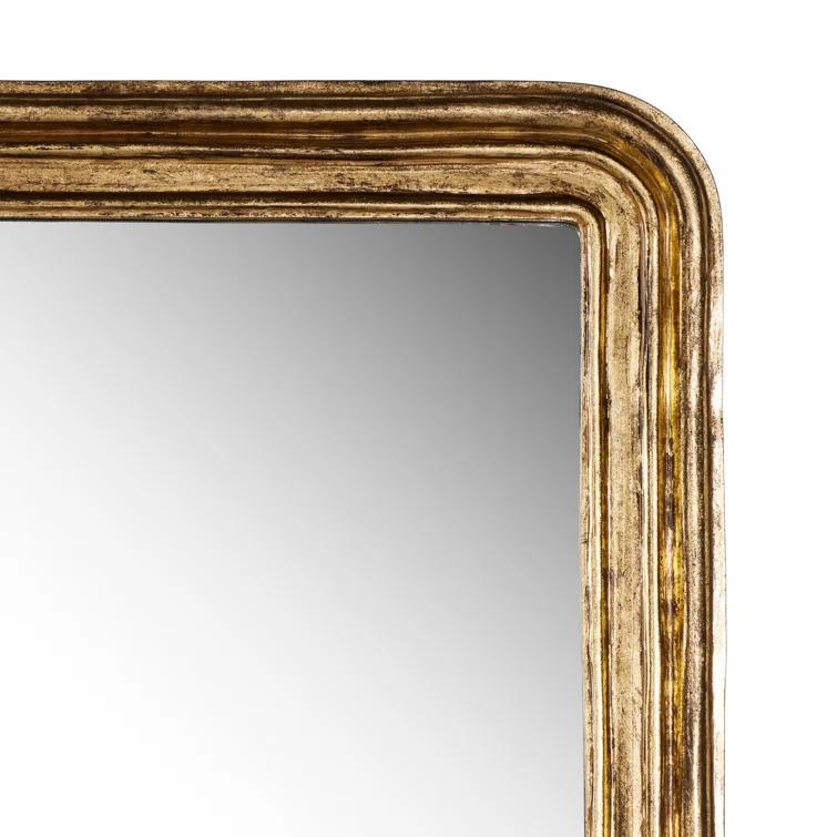 Rectangular Gold Leaf Wood Wall Mirror