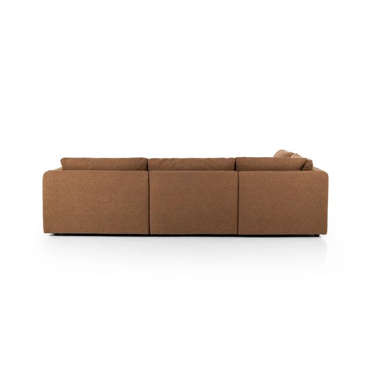 Verbena 4-Piece Sectional Sofa With Ottoman - Brown Performance Linen / Right-Facing