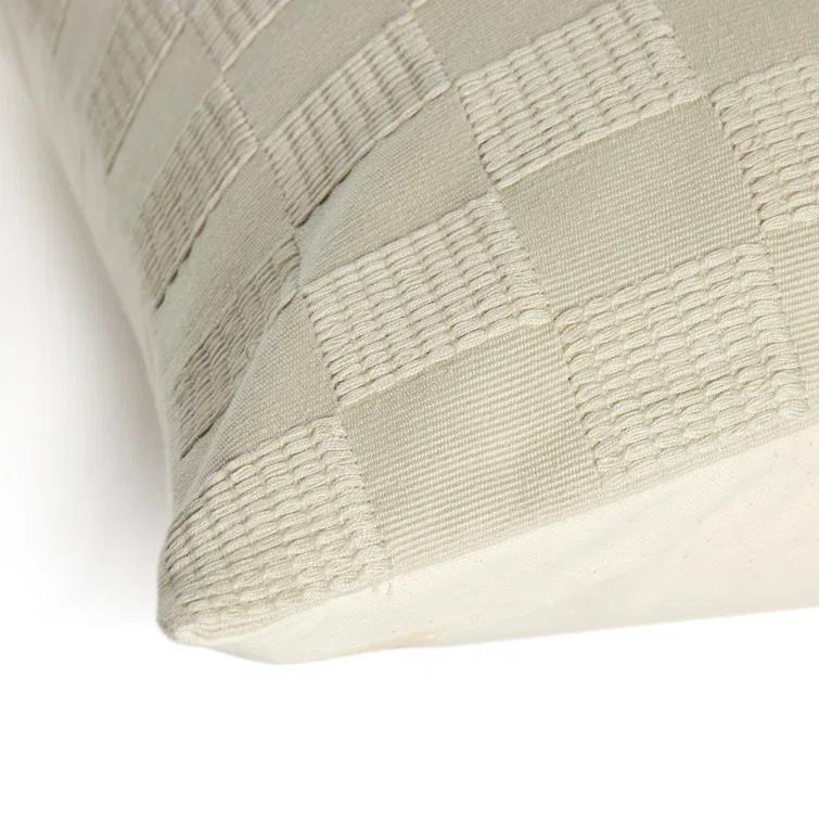 HANDWOVEN CHECKED Checkered Cotton Reversible Throw Pillow