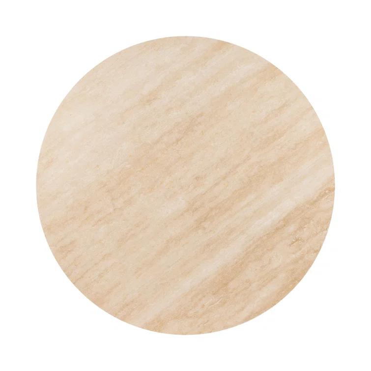 Voss Round Coffee Table - Natural and White Marble