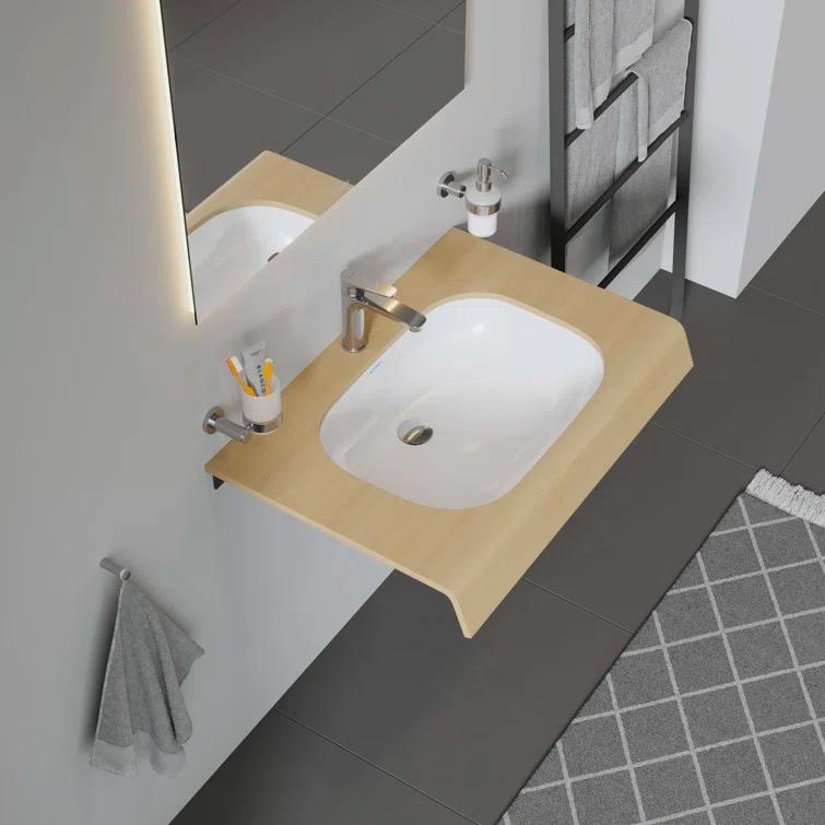 D-Code Ceramic Oval Undermount Bathroom Sink with Overflow