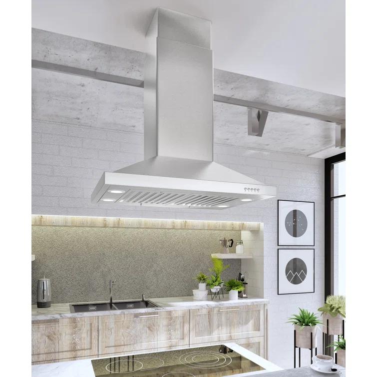 Blue Ocean 30" Stainless Steel 760 CFM Convertible Island Range Hood